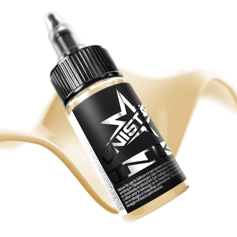 Unistar Tan als Farbschwung um die 30-ml-Flasche, braune Tattoofarbe