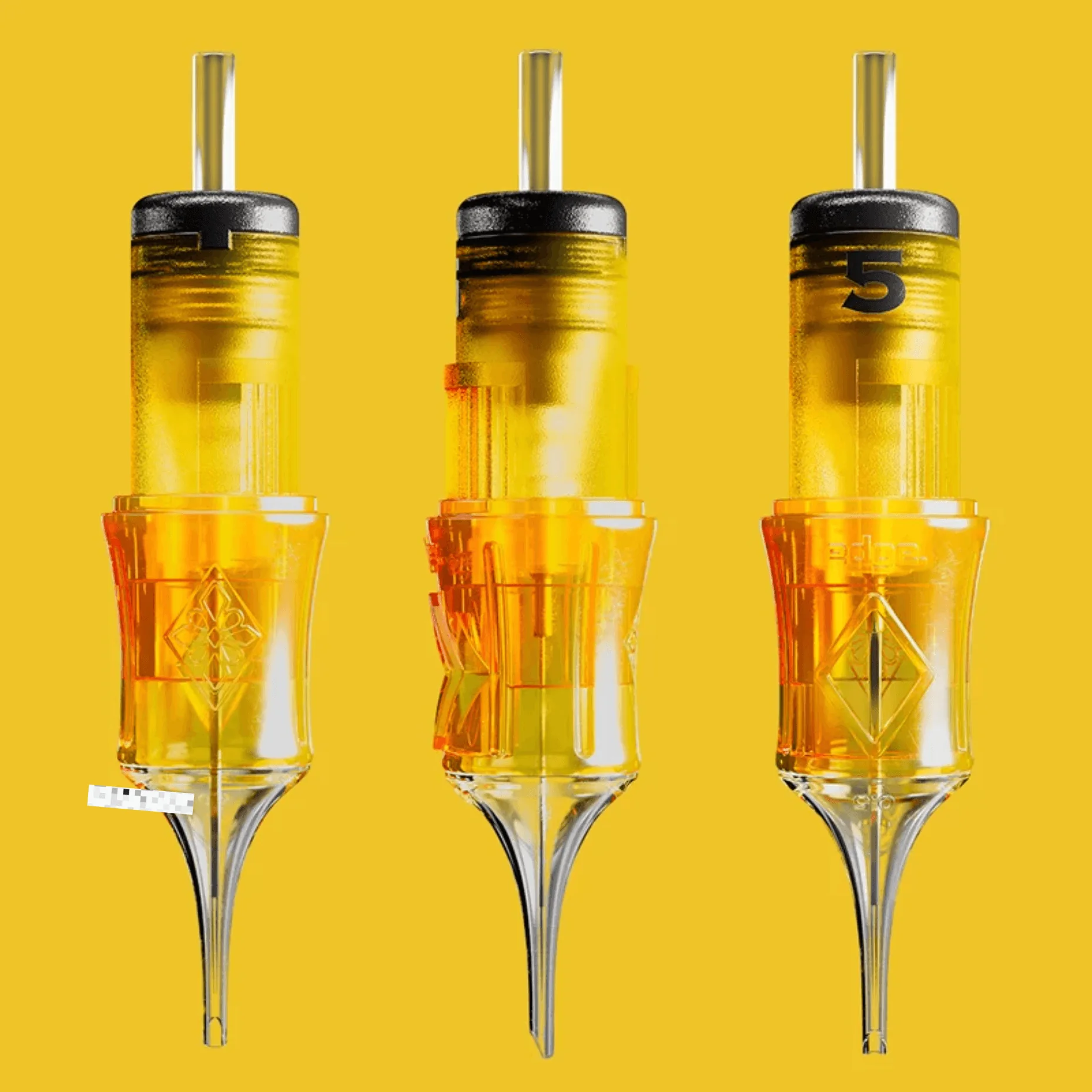 Edge Pro Cartridge aus der Nähe: die Nadelanzahl ist als Zahl direkt auf das Cartridge gedruckt und ohne Verpackung ablesbar