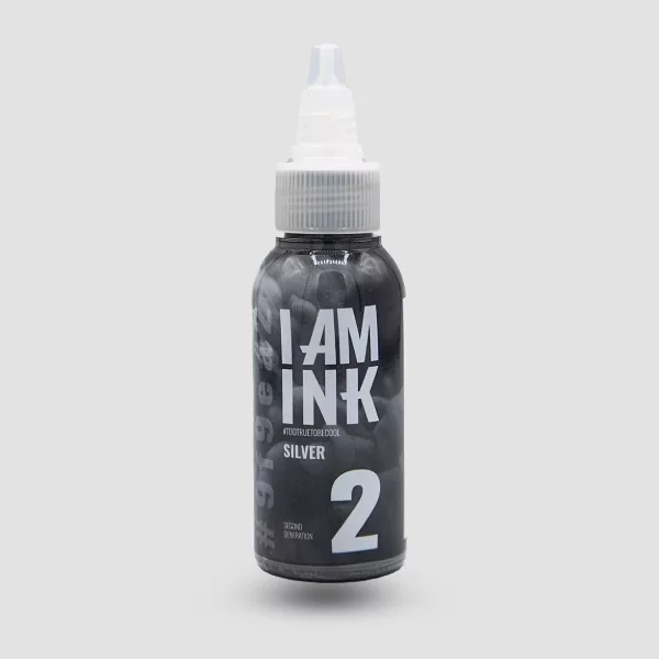 I AM INK Silverwash #2 – mittlerer, silbrig schimmernder Grauton, 50ml Flasche
