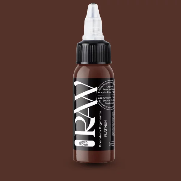 Raw Pigments EU James Brown – dunkles, sattes Schokoladenbraun Tattoo-Pigment, 30ml Flasche
