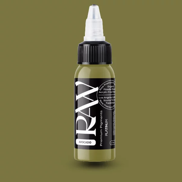 Raw Pigments EU Avocado – mattes, khakiges Oliv-Grün Tattoo-Pigment, 30ml Flasche