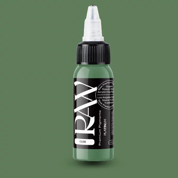 Raw Pigments EU Ogre – gedecktes, salbeiartiges Mittelgrün mit Olivstich Tattoo-Pigment, 30ml Flasche
