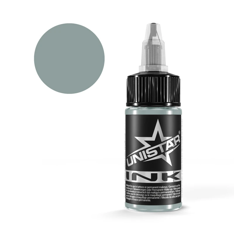 Unistar Light Grayish Green Tattoofarbe in der 30-ml-Flasche mit Farbmuster, graue Tattoofarbe