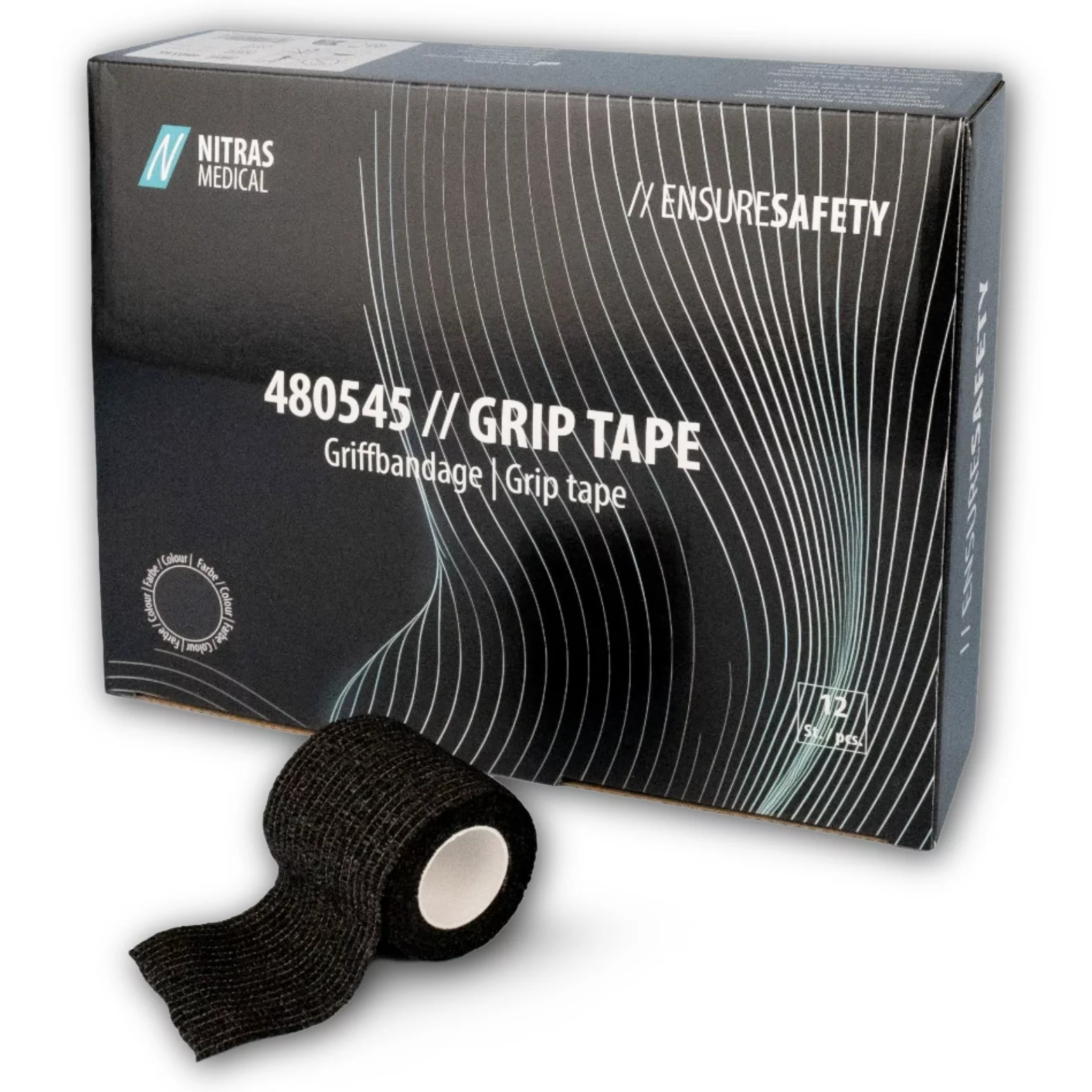 Griffbandage schwarz 5cm x 4,50m-12er Pack
