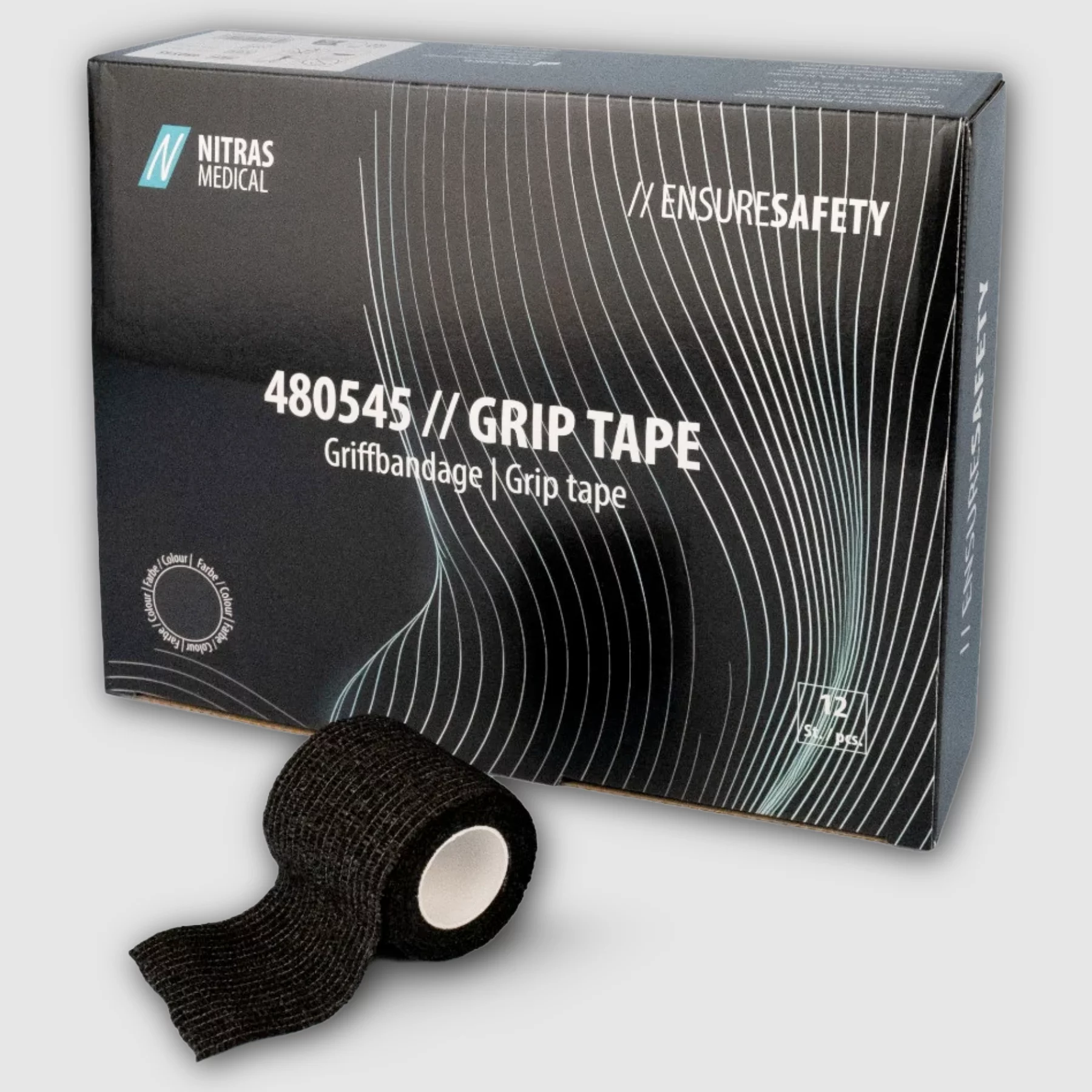 Griffbandage schwarz 5cm x 4,50m-12er Pack