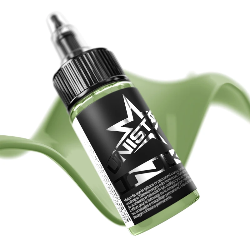Unistar Garden Fresh als Farbschwung um die 30-ml-Flasche, grüne Tattoofarbe