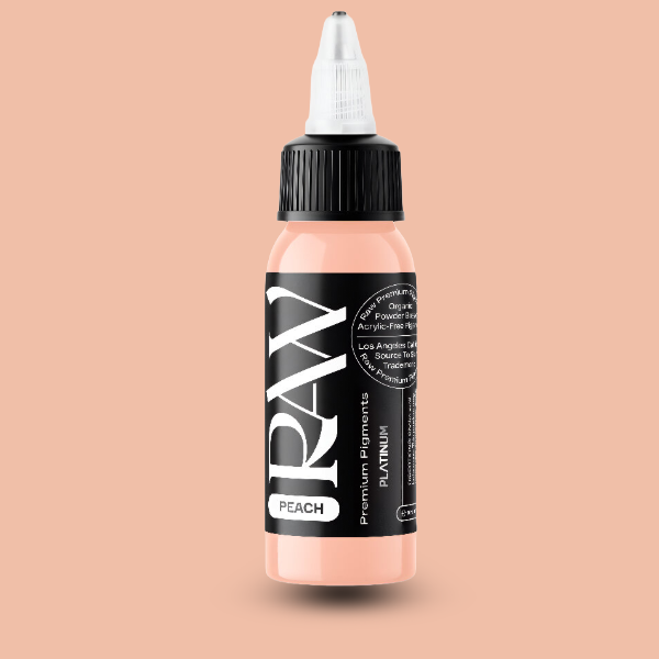Raw Pigments EU Peach – zartes, pastellartiges Blassgelb-Orange Tattoo-Pigment, 30ml Flasche