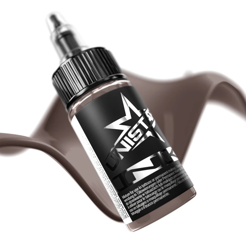 Unistar Skintone 10 als Farbschwung um die 30-ml-Flasche, Tattoofarbe im Hautton