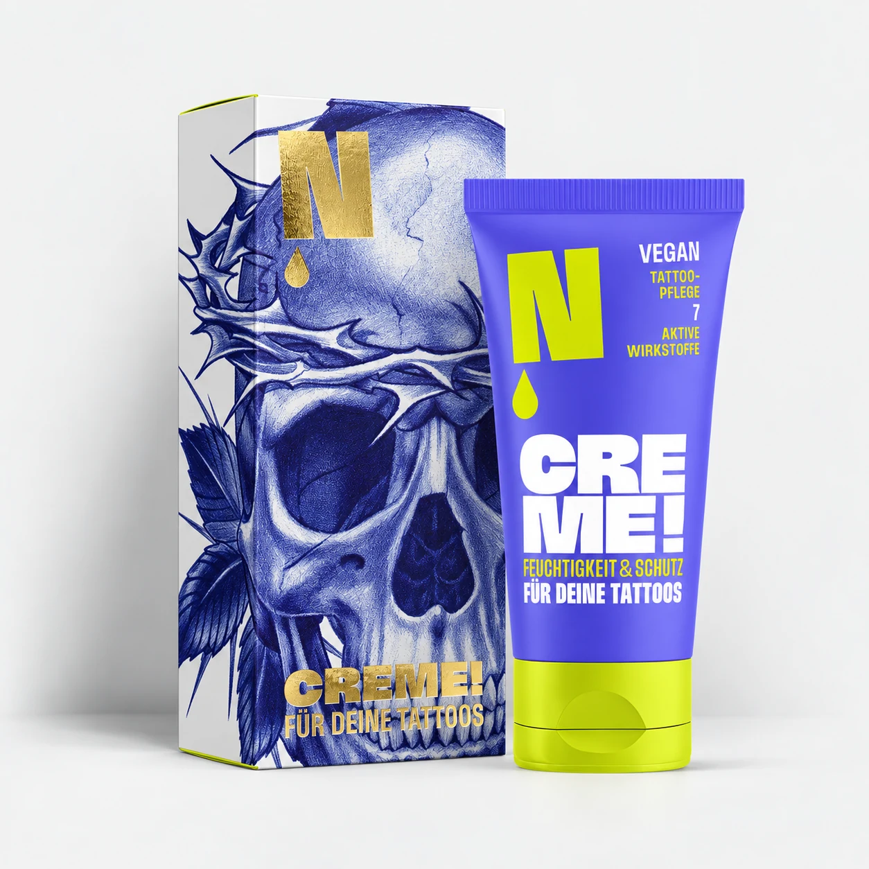 Neba Aftercare Creme 50 ml, Tattoo Creme in der Mokarran Box mit Schädelmotiv