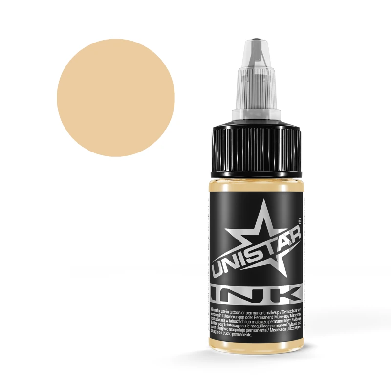 Unistar Tan Tattoofarbe in der 30-ml-Flasche mit Farbmuster, braune Tattoofarbe