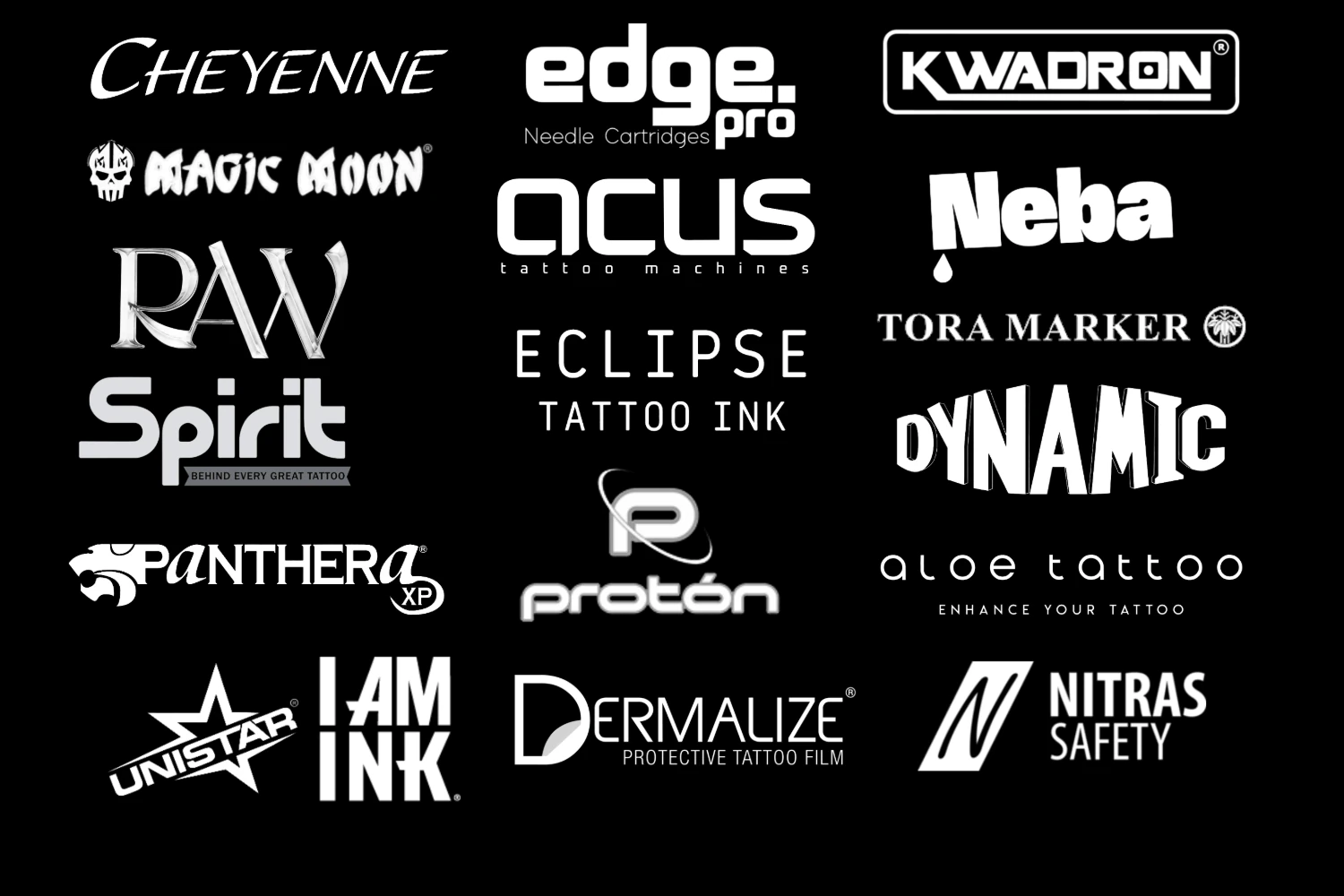 Markenlogos im Sortiment von Call The Truck, darunter Cheyenne, Edge Pro, Kwadron, Eclipse und Panthera