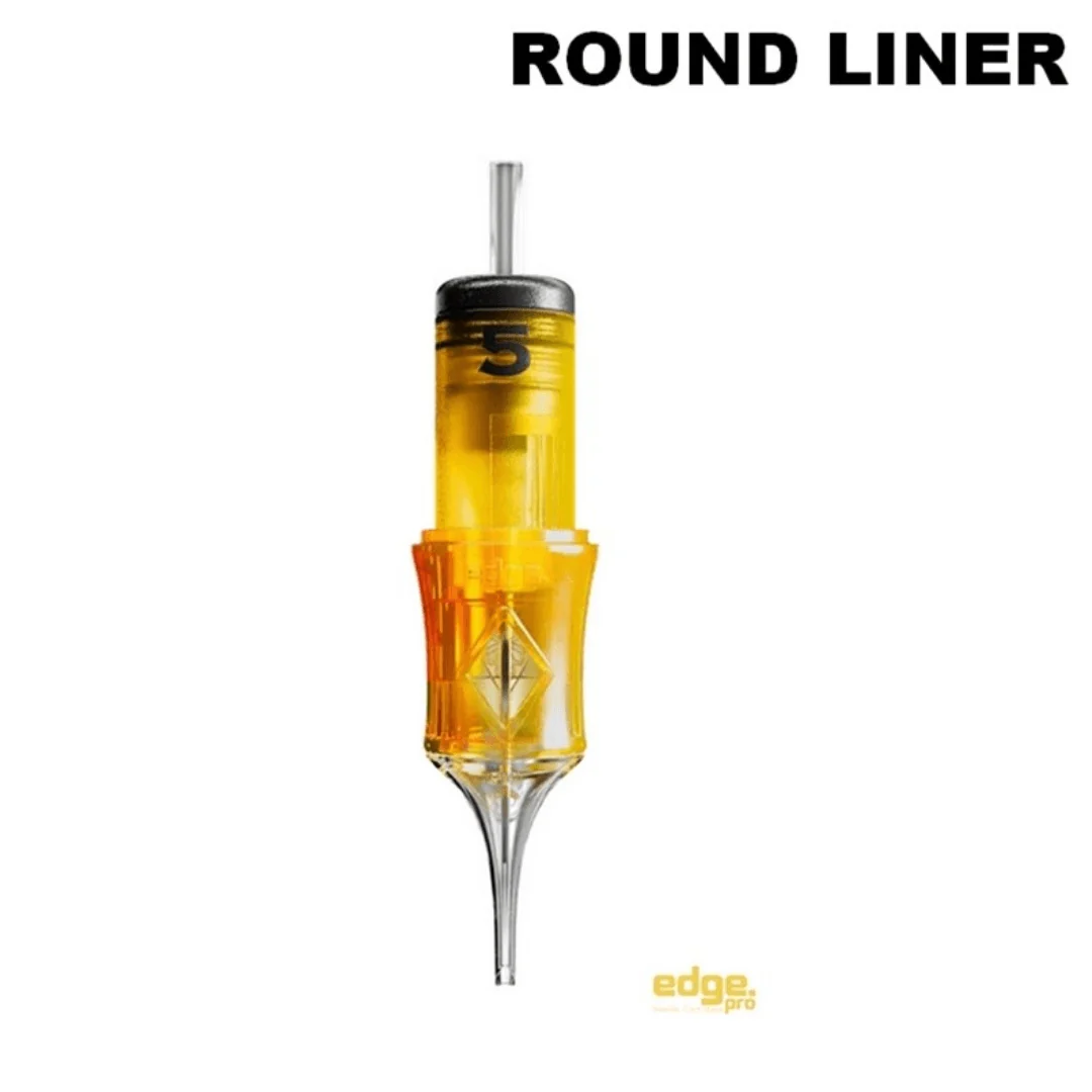 Edge Pro Cartridge Round Liner in Gelb mit transparenter Spitze für saubere Linien