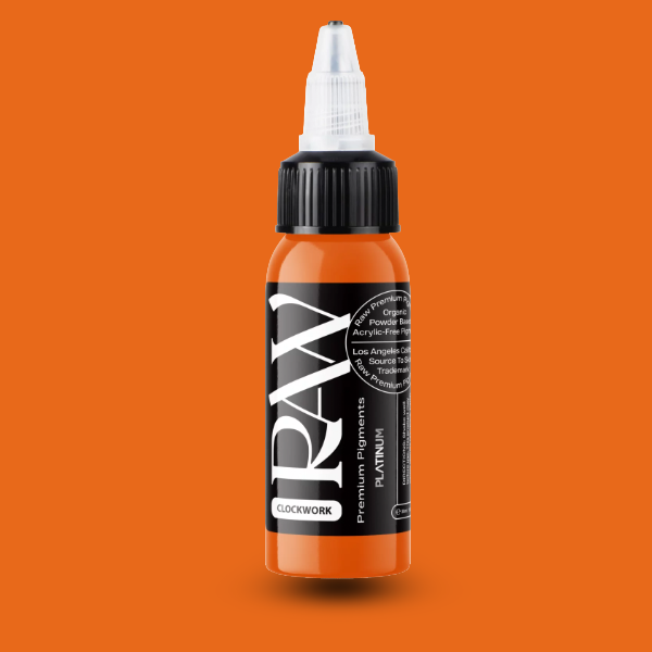 Raw Pigments EU Clockwork – kräftiges, tief gesättigtes Warm-Orange Tattoo-Pigment, 30ml Flasche