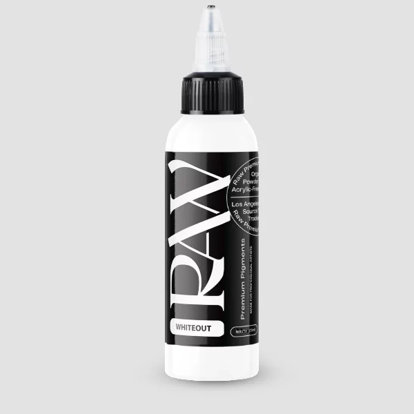 Raw Pigments EU Whiteout 2oz – sattes, deckendes Reinweiß Tattoo-Pigment, 60ml Flasche