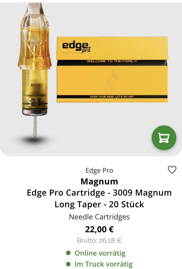 Produktkachel im Shop von Call The Truck: Edge Pro Magnum Cartridges mit Preis und den beiden gr&uuml;nen Hinweisen Online vorr&auml;tig und Im Truck vorr&auml;tig
