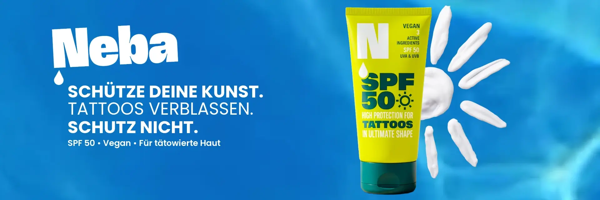 Neba SPF 50 Sonnenschutz für tätowierte Haut