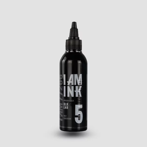 I AM INK Liner Black #5 – pigmentreduzierte Lining-Farbe mit minimiertem Blowout-Risiko, 100ml Flasche, Made in Austria