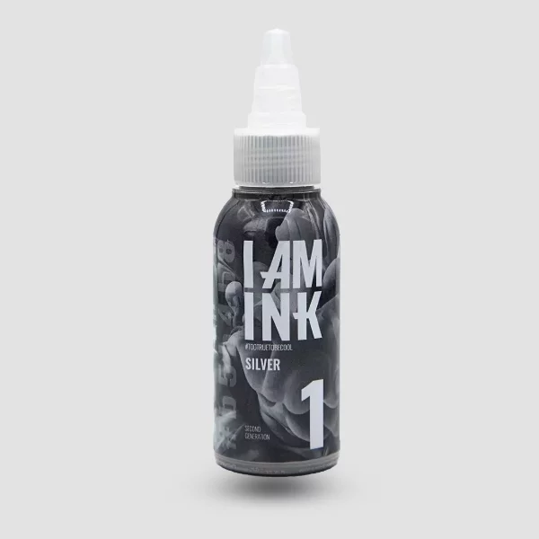I AM INK Silverwash #1 – hellster, silbrig schimmernder Grauton, 50ml Flasche