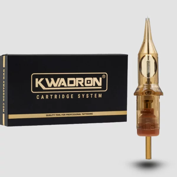 Kwadron Empty Round Liner Cartridges: schwarz-goldene 20er-Packung mit Nadelring ohne Mittelnadel