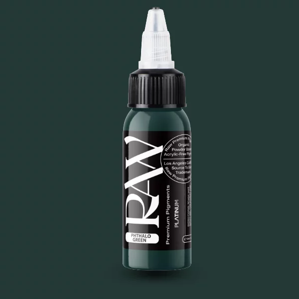 Raw Pigments EU Phthalo Green – sehr tiefes, kühles Blaugrün Tattoo-Pigment, 30ml Flasche
