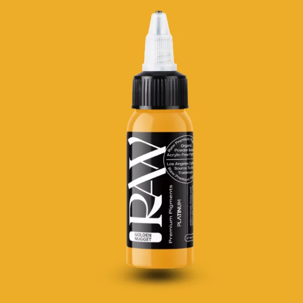 Raw Pigments EU Golden Nugget – tiefes, goldorangenes Gelb Tattoo-Pigment, 30ml Flasche