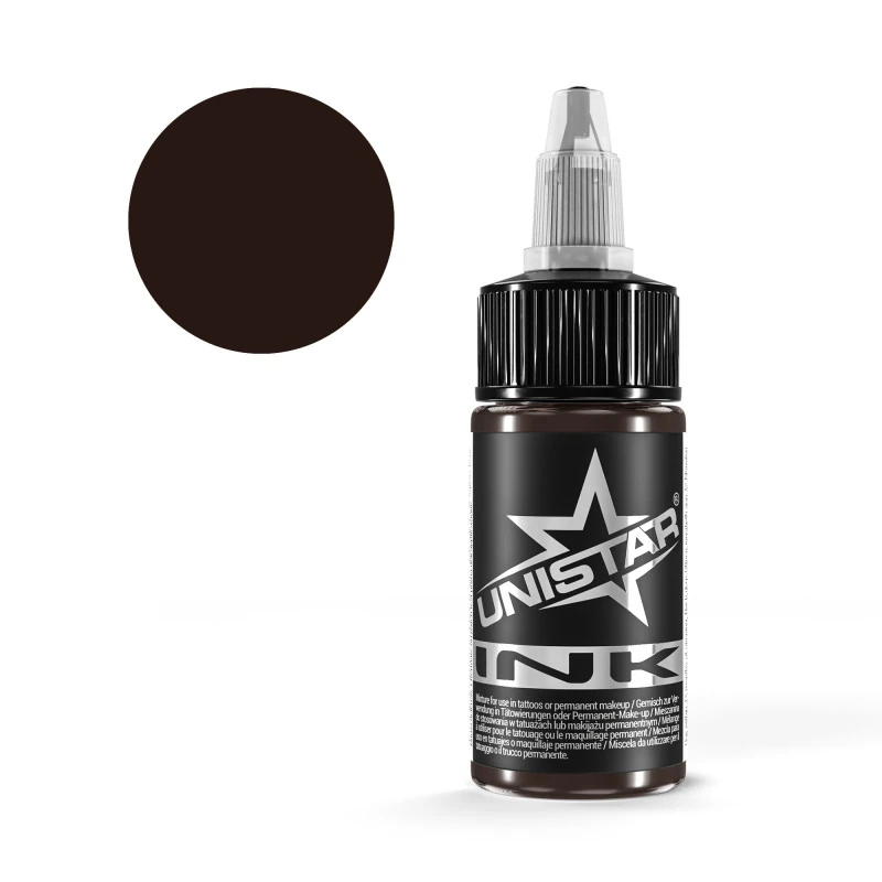 Unistar Skintone 12 Tattoofarbe in der 30-ml-Flasche mit Farbmuster, Tattoofarbe im Hautton