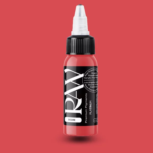 Raw Pigments EU Desire – kräftiges, heißes Korallenpink Tattoo-Pigment, 30ml Flasche