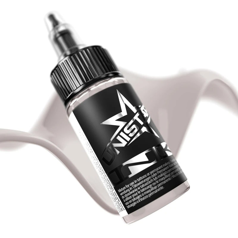 Unistar Skintone 7 als Farbschwung um die 30-ml-Flasche, Tattoofarbe im Hautton