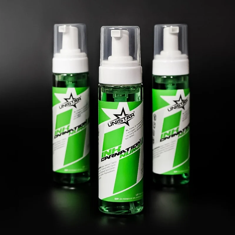 Drei Flaschen Unistar InkCarnation Numb Tattoo Schaum 200 ml