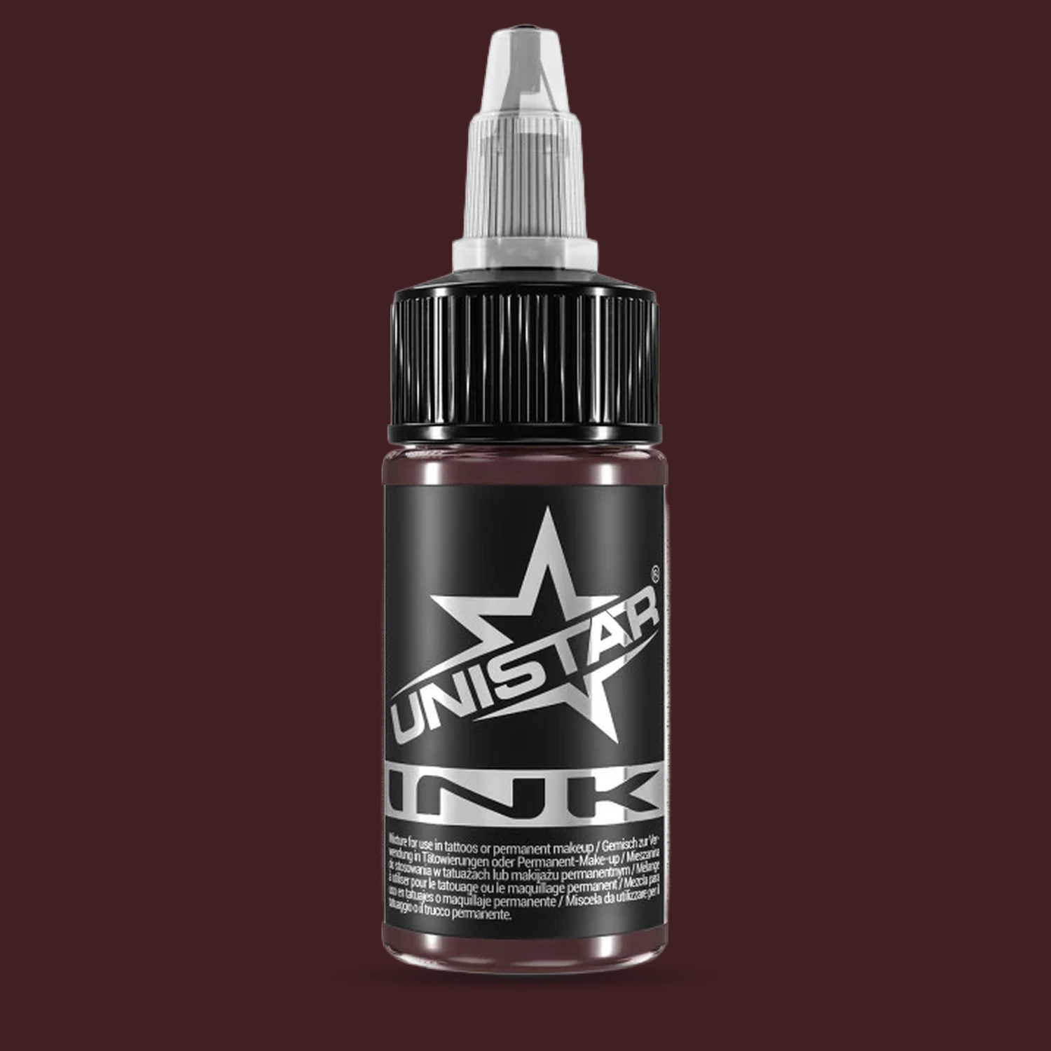 Unistar Skintone 11 Tattoofarbe in der 30-ml-Flasche vor einem Hintergrund im Farbton der Farbe, Tattoofarbe im Hautton