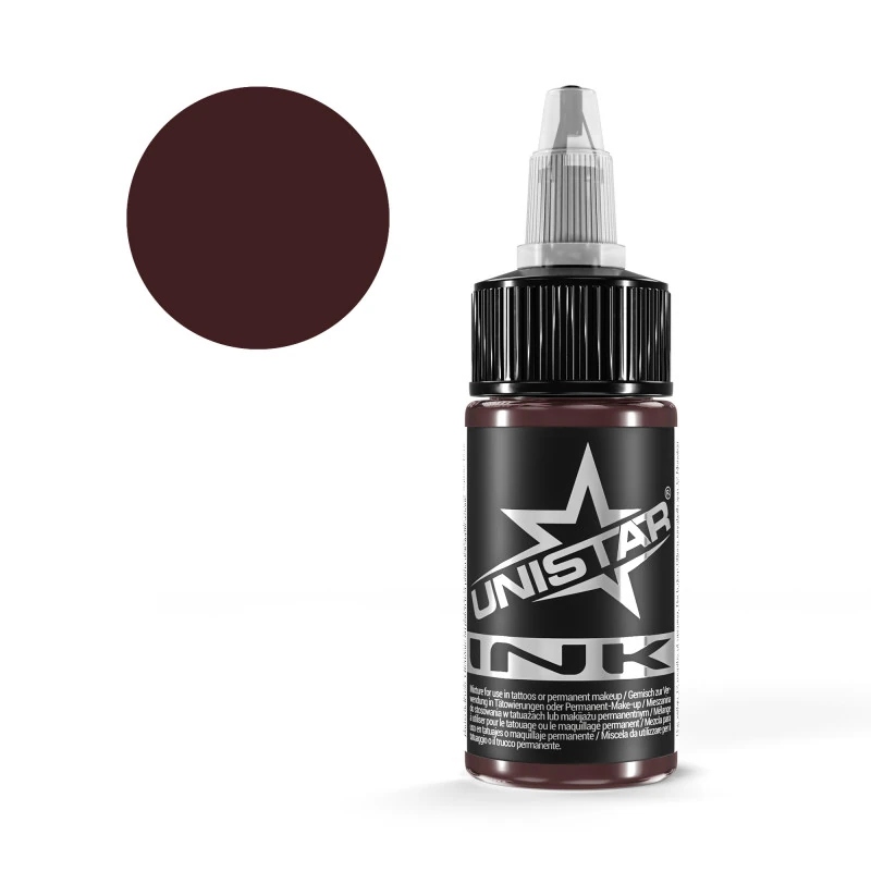 Unistar Skintone 11 Tattoofarbe in der 30-ml-Flasche mit Farbmuster, Tattoofarbe im Hautton