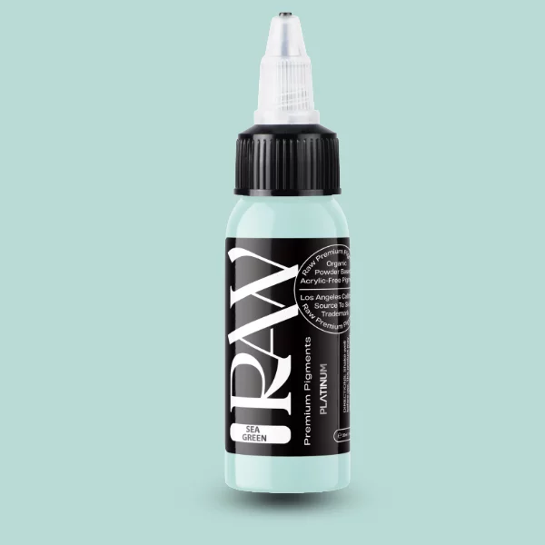 Raw Pigments EU Sea Green – blasses, kühles Minz-Aquagrün Tattoo-Pigment, 30ml Flasche