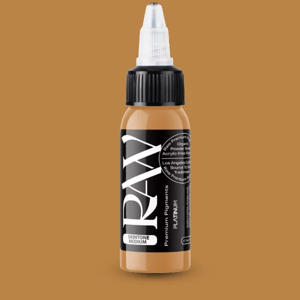 Raw Pigments EU Skin Tone Medium – mittleres, warmes Karamell-Braun Tattoo-Pigment, 30ml Flasche